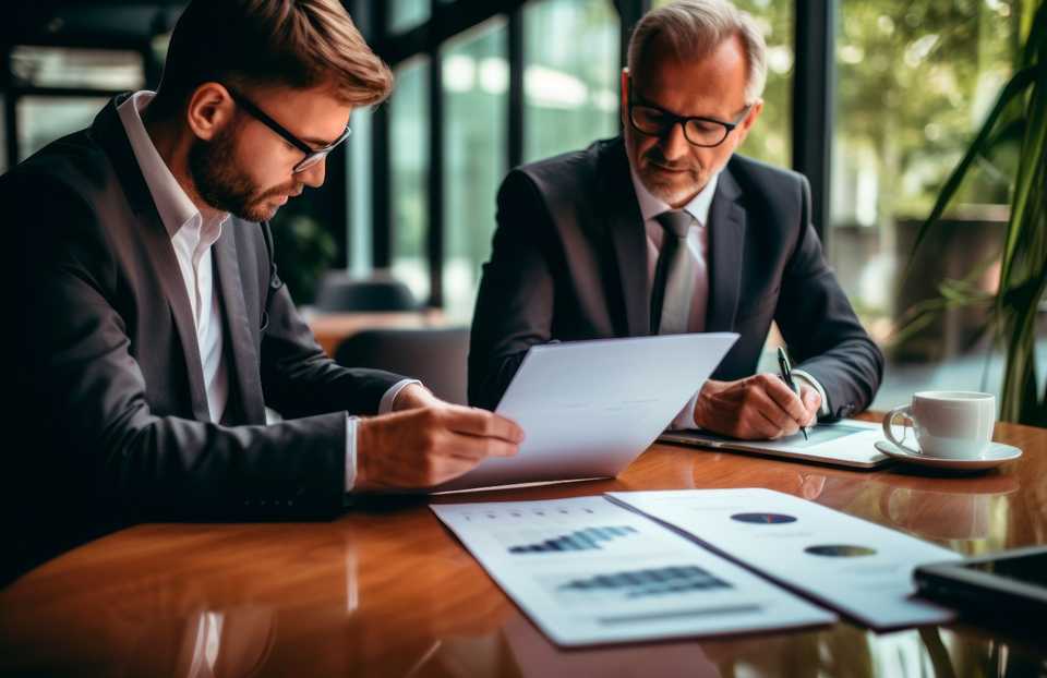 tax lawyer going over documents with a client