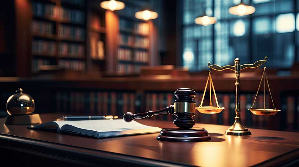 desk of a lawyer illustrating illustrating concept of justice